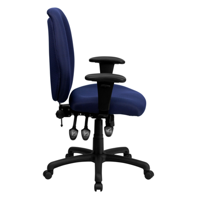 Flash Furniture High Back Navy Fabric Multifunction Ergonomic Executive Swivel Chair With Adjustable Arms In Blue
