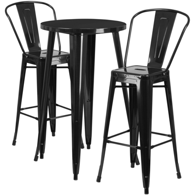 Flash Furniture 24'' Round Black Metal Indoor-outdoor Bar Table Set With 2 Cafe Stools