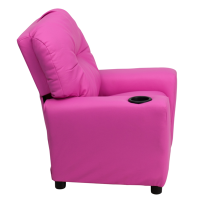 Flash Furniture Contemporary Hot Pink Vinyl Kids Recliner With Cup Holder