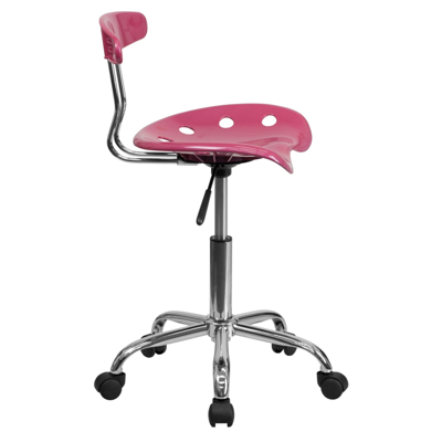 Flash Furniture Vibrant Pink And Chrome Swivel Task Chair With Tractor Seat