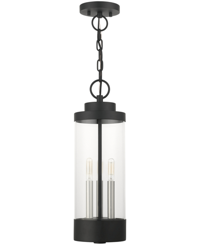 Livex Hillcrest 3 Light Outdoor Pendant Lantern In Textured Black