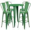 FLASH FURNITURE 30'' ROUND GREEN METAL INDOOR-OUTDOOR BAR TABLE SET WITH 4 CAFE STOOLS