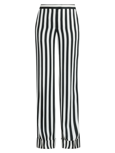 Moschino Wide-leg Trousers In Satin Stripes In White