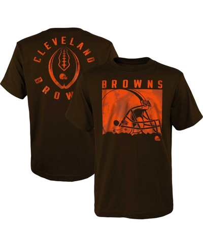 Outerstuff Kids' Big Boys And Girls Brown Cleveland Browns Liquid Camo Logo T-shirt