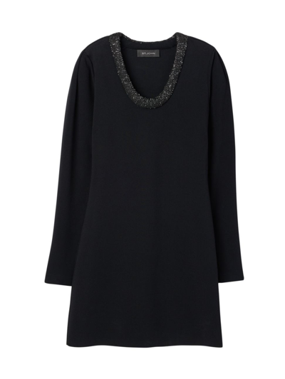 St. John Long Sleeve Stretch Mini Dress In Black