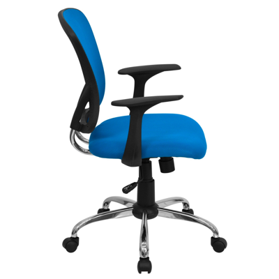 Flash Furniture Mid-back Blue Mesh Swivel Task Chair With Chrome Base And Arms