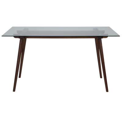 Flash Furniture Meriden 31.5" X 55" Rectangular Solid Walnut Wood Table With Clear Glass Top In Brown