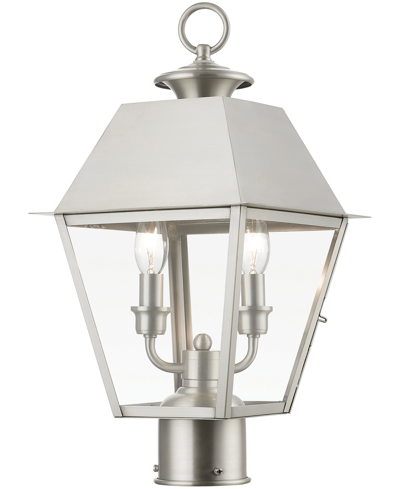 Livex Wentworth 2 Light Outdoor Medium Post Top Lantern In Brushed Nickel