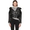 BALENCIAGA Black Leather Oversized Swing Biker Jacket,457891 TSH09