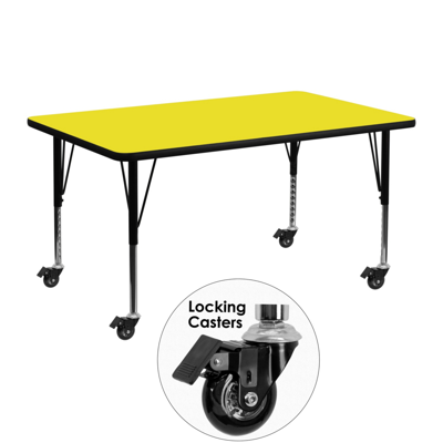 Flash Furniture Mobile 24''w X 48''l Rectangular Yellow Hp Laminate Activity Table
