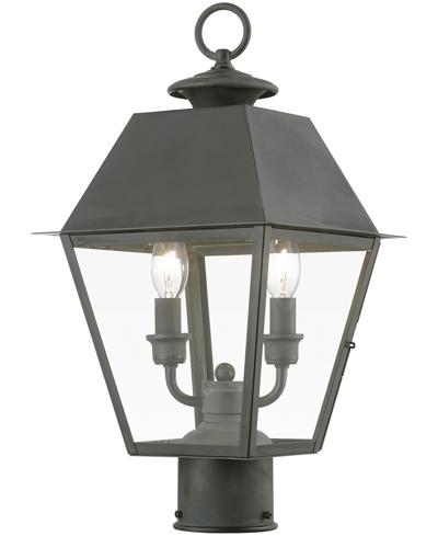 Livex Wentworth 2 Light Outdoor Medium Post Top Lantern In Charcoal