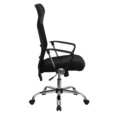 Flash Furniture High Back Black Leather And Mesh Swivel Task Chair With Arms