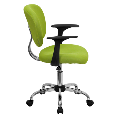 Flash Furniture Mid-back Apple Green Mesh Swivel Task Chair With Chrome Base And Arms