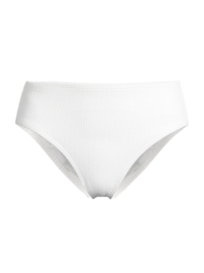 Change Of Scenery Women's Textured Mid-rise Bikini Bottom In Ivory Texture