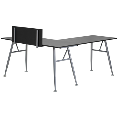 Flash Furniture Black Laminate L-shape Computer Desk With Silver Metal Frame