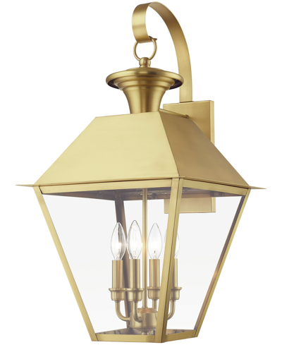 Livex Wentworth 4 Light Outdoor Extra Large Post Top Lantern In Natural Brass