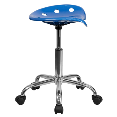 Flash Furniture Vibrant Bright Blue Tractor Seat And Chrome Stool