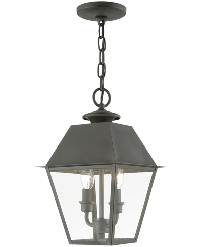 Livex Wentworth 2 Light Outdoor Medium Pendant Lantern In Charcoal