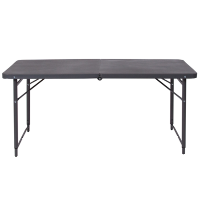 Flash Furniture 23.5''w X 48.25''l Height Adjustable Bi-fold Dark Gray Plastic Folding Table With Carrying Handle