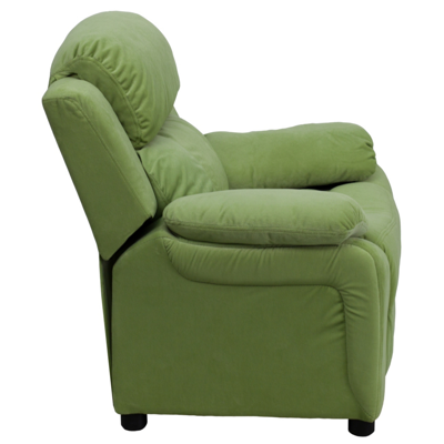 Flash Furniture Deluxe Padded Contemporary Avocado Microfiber Kids Recliner With Storage Arms In Green