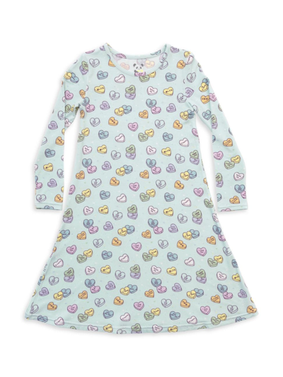 Bellabu Bear Kids' Baby Girl's, Little Girl's & Girl's Candy Hearts Long-sleeve Dress In Light Blue