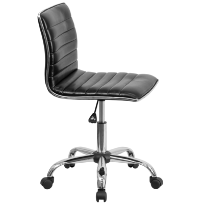 Flash Furniture Low Back Designer Armless Black Ribbed Swivel Task Chair