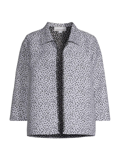 Caroline Rose Women's Contrast Dot Jacquard Easy Jacket In White Black