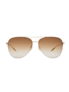 Barton Perreira Chevalier Semi-rimless Metal Aviator Sunglasses In Gold / Tawny