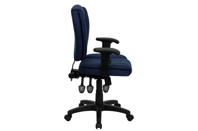 Flash Furniture Mid-back Navy Blue Fabric Multifunction Ergonomic Swivel Task Chair With Adjustable Arms