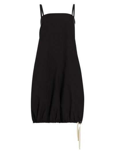 Proenza Schouler Jacqueline Crinkle Poplin Drawstring Midi Dress In Black