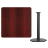 FLASH FURNITURE 42'' SQUARE MAHOGANY LAMINATE TABLE TOP WITH 24'' ROUND BAR HEIGHT TABLE BASE