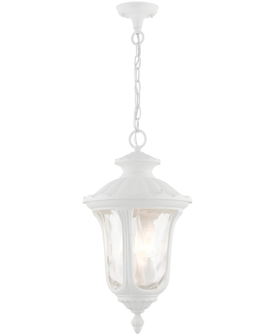 Livex Oxford 3 Light Outdoor Pendant Lantern In Textured White