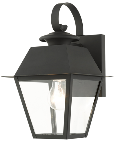 Livex Wentworth 1 Light Outdoor Wall Lantern In Black With Brushed Nickel