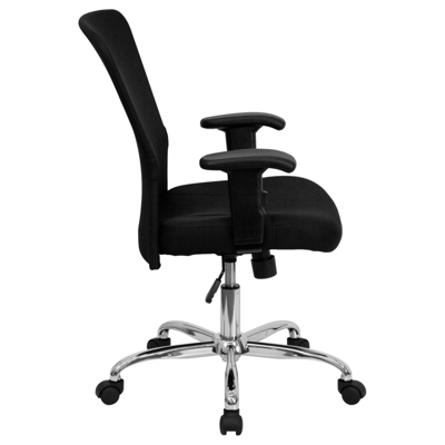 Flash Furniture Mid-back Black Mesh Contemporary Swivel Task Chair With Chrome Base And Adjustable Arms