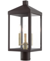 Shop Livex Nyack 3 Light Outdoor Post Top Lantern In Bronze With Antique Brass