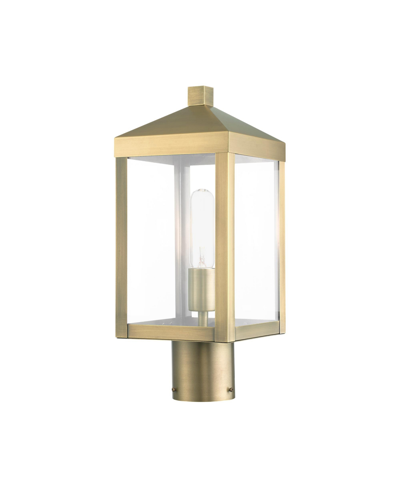 Livex Nyack 1 Light Outdoor Post Top Lantern In Antique Brass