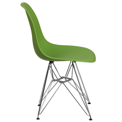 Flash Furniture Elon Series Green Plastic Chair With Chrome Base