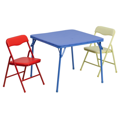 Flash Furniture Kids Colorful 3 Piece Folding Table And Chair Set In Multi