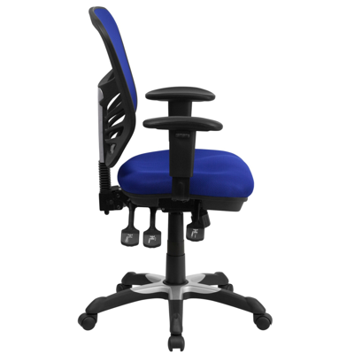Flash Furniture Mid-back Blue Mesh Multifunction Executive Swivel Chair With Adjustable Arms