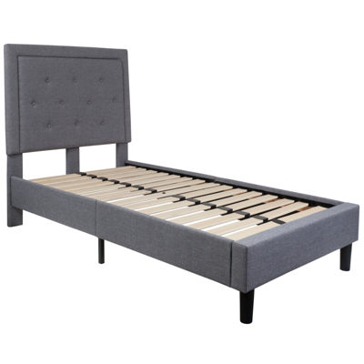 Flash Furniture Roxbury Twin Size Tufted Upholstered Platform Bed In Light Gray Fabric