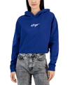 Hugo Boss Women's Logo Cropped Hooded Sweatshirt In Blue