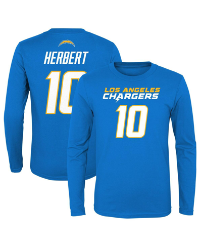 Outerstuff Kids' Big Boys And Girls Justin Herbert Powder Blue Los Angeles Chargers Mainliner Player Name And Number 