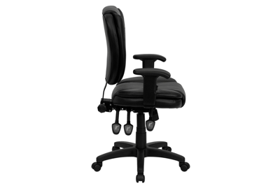 Flash Furniture Mid-back Black Leather Multifunction Ergonomic Swivel Task Chair With Adjustable Arms