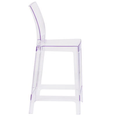 Flash Furniture Ghost Counter Stool With Square Back In Transparent Crystal In No Color