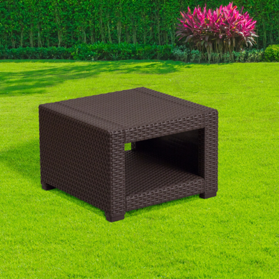 Flash Furniture Chocolate Brown Faux Rattan End Table