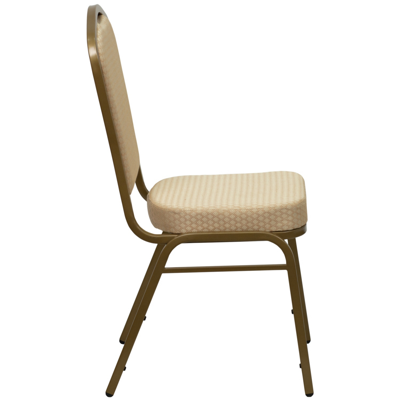 Flash Furniture Hercules Series Crown Back Stacking Banquet Chair In Beige Patterned Fabric In Gold