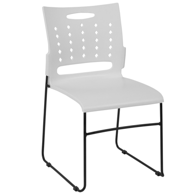 Flash Furniture Hercules Series 881 Lb. Capacity Sled Base Stack Chair With Air-vent Back In White
