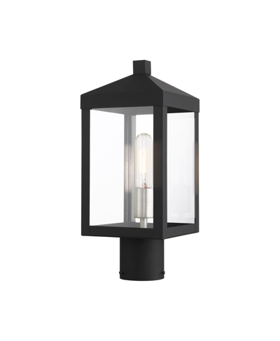 Livex Nyack 1 Light Outdoor Post Top Lantern In Black With Brushed