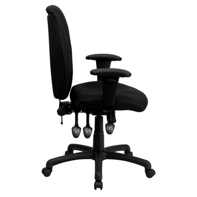 Flash Furniture High Back Black Fabric Multifunction Ergonomic Executive Swivel Chair With Adjustable Arms