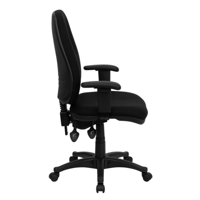 Flash Furniture High Back Black Fabric Executive Swivel Chair With Adjustable Arms